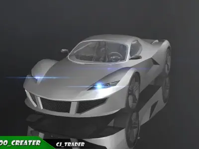 Lowpoly Ferrari Sport Race Car 3D Model Low-poly 3D model