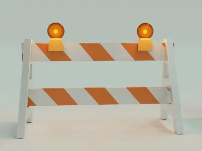 Traffic control road work and barricades collection 3D model