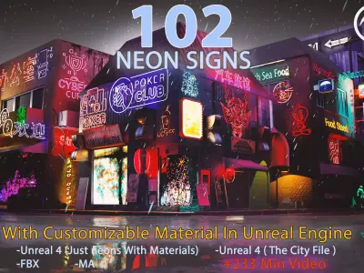 Neon Signs Pack Low-poly 3D model