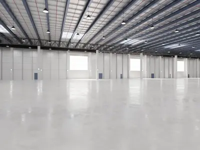 Airplane Hangar Interior 17 Low-poly 3D model