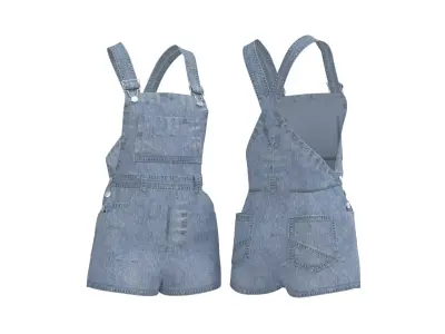 Denim overall jumpsuit 3D model