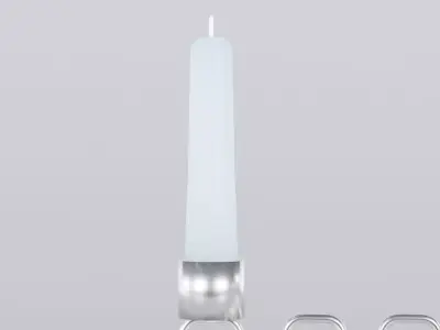 Alphabet F Chain Silver Candleholder 3D Model True 4K PBR Render Low-poly 3D model