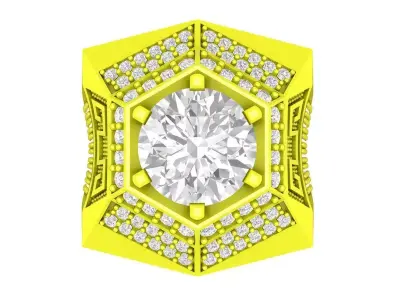 7084 Luxury Korean Style Diamond Men Ring  3D print model