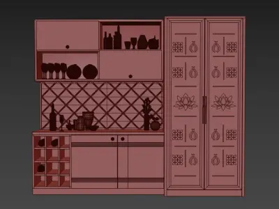 Crockery Unit with Pooja 3D model