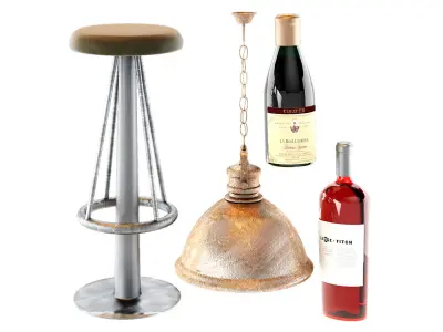 Kiosco Beach Set Decoration Taburete Bar Stools 3D model