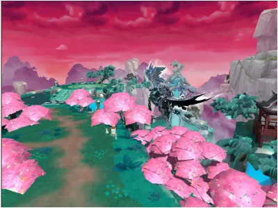 Red Hidden Fantasy World  Low-poly 3D model