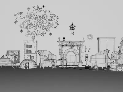 80 Christmas Decoration Pack Low-poly 3D model