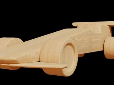 Wooden Toy car pack Low-poly 3D model