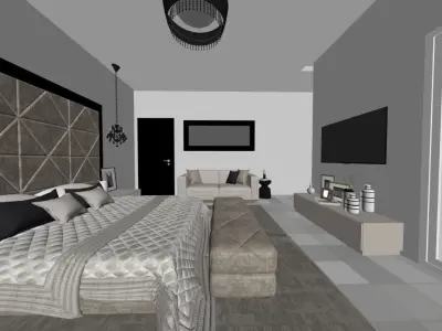 BEDROOM with walls and furniture 3D model