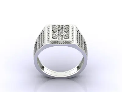 Print Ready STL 3DM  Gents Rings Diamond Men Ring  3D print model 17