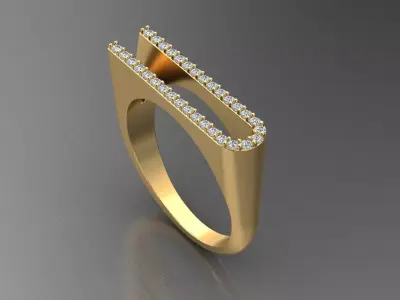 alphabet jewelry ring diamond letter U 3D print model