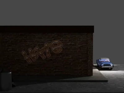 Car in a old street Low-poly 3D model