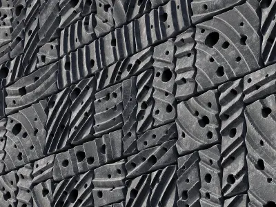 Stone block panel hole n1 3D model