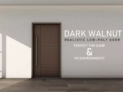 Realistic Dark Walnut Door for luxury interiors Door 6 Low-poly 3D model