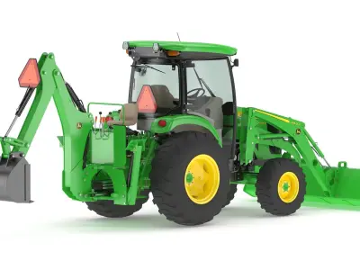 John Deere 4075r Compact Utility Tractor With Backhoe 3D model