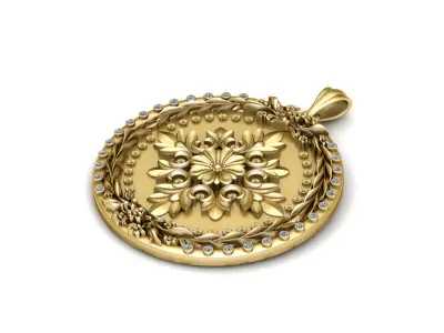 LUXURY FLOWER COIN PENDANT 3D PRINTABLE MODEL 3D print model