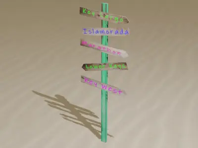 Beach Sign Post Free low-poly 3D model