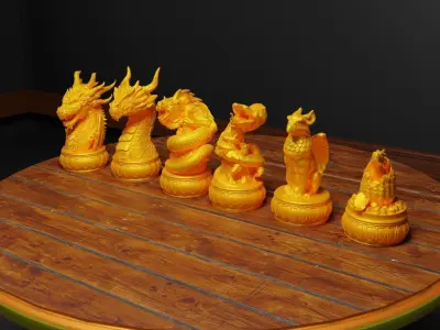 Dragon Chess Set Dragon Character Chess Pieces 3D print model