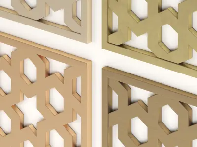 Arabic Islamic pattern decorative gold plaster 3D model