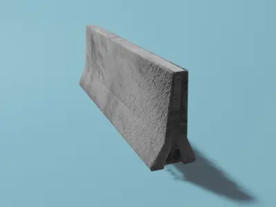 Hi Quality Concrete Road Barrier Fence  Game Ready PBR Printable Low-poly 3D model