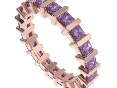 Princess cut full eternity ring  style 5 3D print model