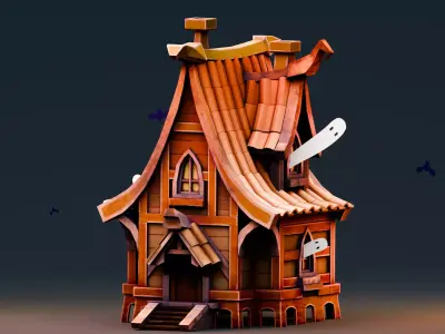 Stylized Halloween Props - Haunted House Low-poly 3D model