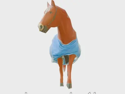 Chestnut Warmblood Horse with Energetic Pose Low-poly 3D model