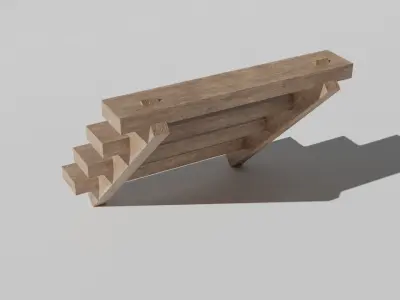 Wooden Steps Low-Poly  3D Model Free low-poly 3D model