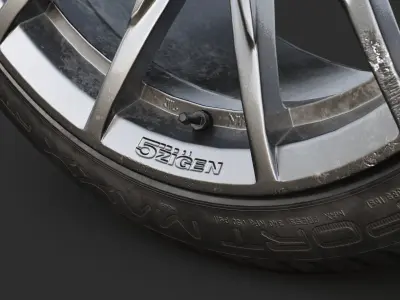 Rim 5Zigen ZR and Tire Dunlop Sport Maxx Low Poly Low-poly 3D model