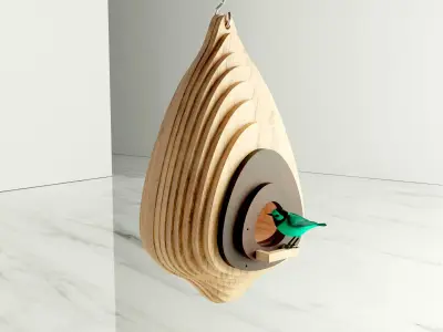 parametric design birdhouse bird nest svg template dxf files 3D model