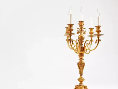 Elegant Gold Candelabra model pack Low-poly 3D model