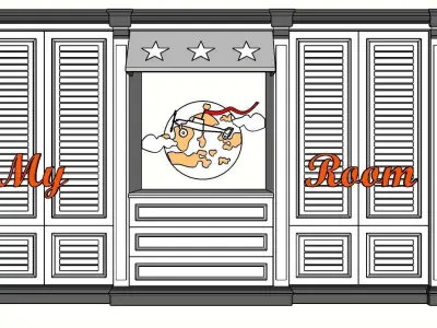 Special design wardrobe group for youth room 3D print model