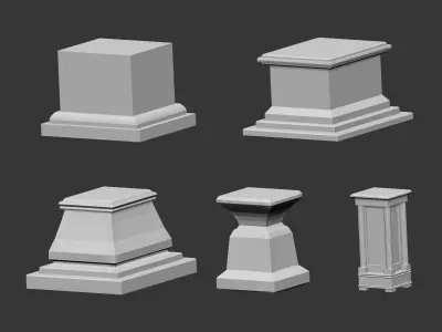 50 Low poly statue pedestal and podium base mesh IMM 3D model