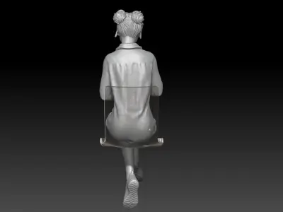 spectator at sports stadium girl 3 3D print model