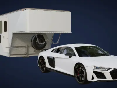 Audi r8 with horse trailer unreal project with AVS-no logo 3D model