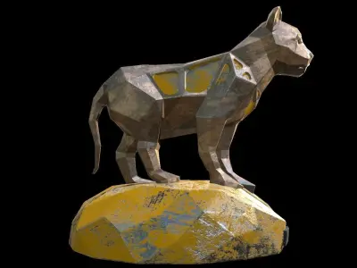 Steampunk Lion Cub Low-poly 3D model