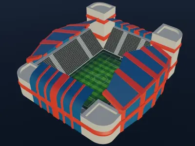 Football Stadium - Paris Saint-Germain Low-poly 3D model