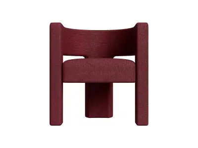 Dark Red Velvet Carve Chair 3D model