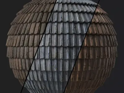 Roof Tile Materials 114- Concrete Roofing - Sbsar Seamless Pbr Texture