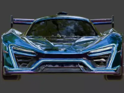 Futuristic Neon Racing Car 3D Model Low-poly 3D model