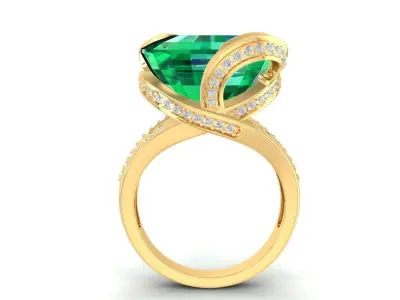 Luxury Emerald Gemstone Ring for Women 887 3D print model