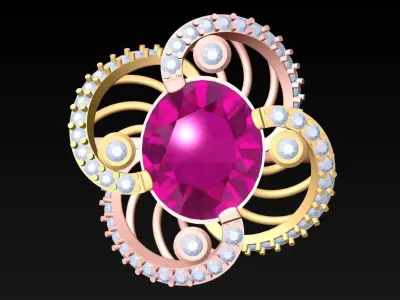 Oval Stone Ring - Womens Rings - GN107 3D print model