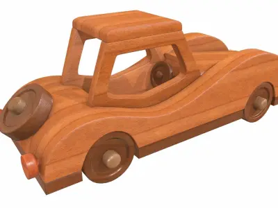 Car retro wooden 3D model