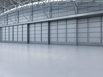 Airplane Hangar Interior 8b Low-poly 3D model