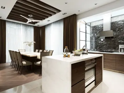 FULL Livingroom Kitchenroom and Dinningroom 3d Scene V-ray 3D model