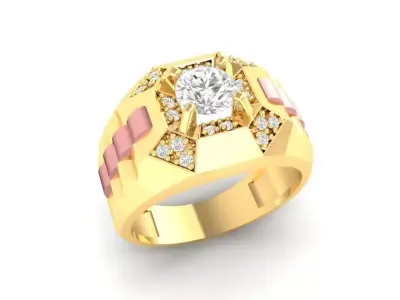 Luxury Two Tone Diamond Men Ring  177 3D print model