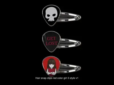 Hair snap clips girl 9 style  3D Model Collection