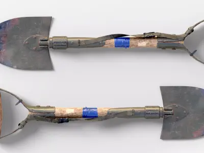 Low-poly Shovel with Bag  3D model Low-poly 3D model