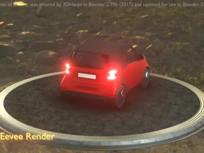 City Car 37 Small Type-E Red Low-poly 3D model