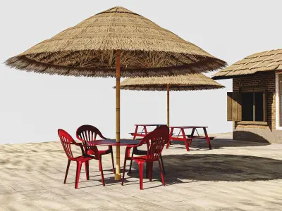 Beach Bar Low-poly 3D model